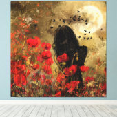 Vrouw in Poppies Canvas Print (Insitu (Houten vloer))