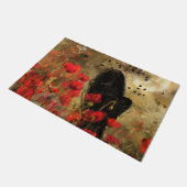 Vrouw in Poppy Field Deurmat (Schuin)