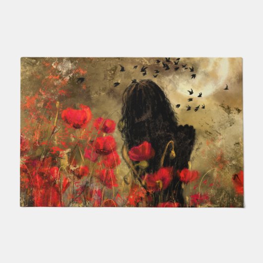 Vrouw in Poppy Field Deurmat (Voorkant)
