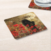 Vrouw in Poppy Field Paper Onderzetter (Schuin)