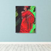 VROUW IN RODE canvas Afdruk (Insitu (Houten vloer))