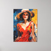 Vrouw in Rode Cocktail Jurk Canvas Afdruk (Voorkant)