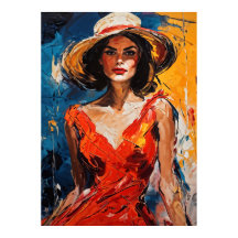 Vrouw in rode cocktailjurk