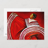 Vrouw in Rode Dress Briefkaart (Voorkant / Achterkant)