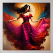 Vrouw in Rode Dress Poster (Voorkant)