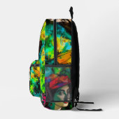 Vrouw in Rode Hoed Bedrukte Rugzak (Rechts)