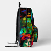 Vrouw in Rode Hoed Bedrukte Rugzak (Links)