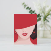 Vrouw in rode hoed briefkaart (Staand voorkant)
