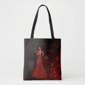 Vrouw in rode jurk Artistiek Tote Bag (Voorkant)