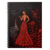 Vrouw in rode jurk monogram notitieboek (Voorkant)