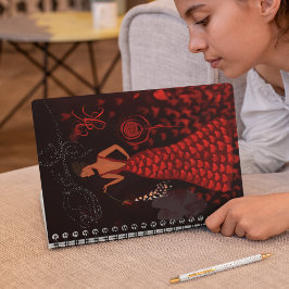 Vrouw in rode jurk monogram notitieboek