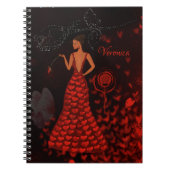 vrouw in rode jurk notitieboek (Voorkant)