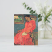 Vrouw in rode jurk - Paul Gauguin Briefkaart (Staand voorkant)