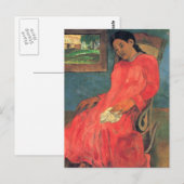 Vrouw in rode jurk - Paul Gauguin Briefkaart (Voorkant / Achterkant)