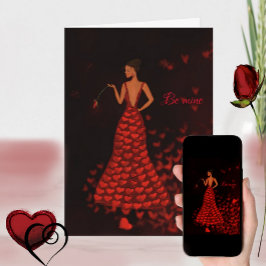 Vrouw in rode jurk Valentijnskaart Feestdagen Kaart