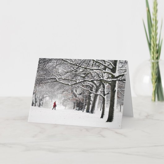 Vrouw in Rode Laag Feestdagen Kaart (Voorkant)