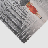 Vrouw in Rode Rondlopen door het sneeuwwitboek Tissuepapier (Detail)