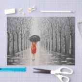 Vrouw in Rode Rondlopen door het sneeuwwitboek Tissuepapier (Craft)