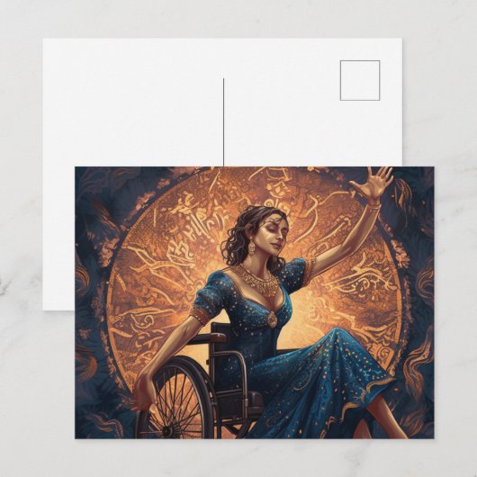 Vrouw in Rolstoel Danst Gelukkig Briefkaart (Voorkant / Achterkant)
