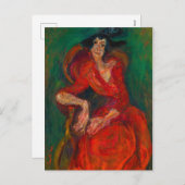 Vrouw in Rood, La femme en rouge door Chaim Soutin Feestdagenkaart (Voorkant / Achterkant)
