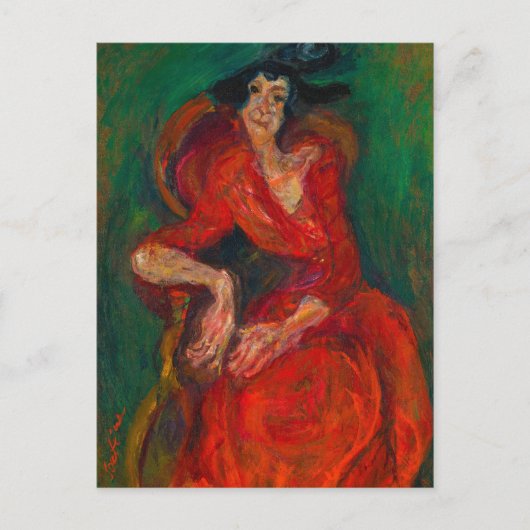 Vrouw in Rood, La femme en rouge door Chaim Soutin Feestdagenkaart (Voorkant)