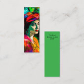 Vrouw in rood Pet Bladwijzer Mini Visitekaartje (Voorkant / Achterkant)