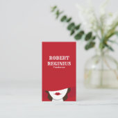 Vrouw in rood Pet Visitekaartje (Staand voorkant)