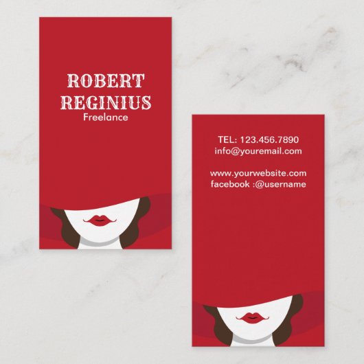 Vrouw in rood Pet Visitekaartje (Voorkant / Achterkant)