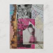 vrouw in roze abstracte collage briefkaart (Voorkant)