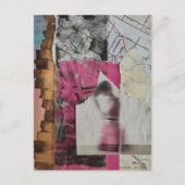 vrouw in roze abstracte collage briefkaart (Voorkant)