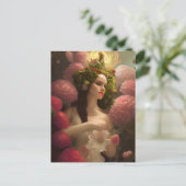 Vrouw in Roze Bloemen Briefkaart (Staand voorkant)