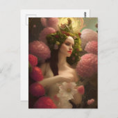 Vrouw in Roze Bloemen Briefkaart (Voorkant / Achterkant)