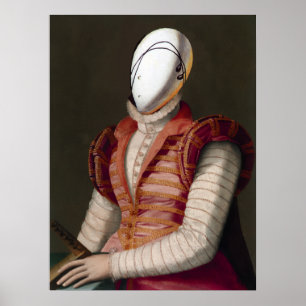 VROUW IN ROZE JURK Mode Theaterkostuum Poster