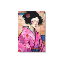 Vrouw in roze kimono