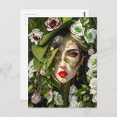 Vrouw in rozen, Postcrossing Briefkaart (Voorkant / Achterkant)