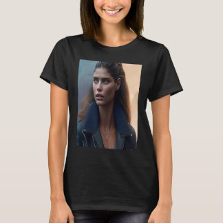 Vrouw in ruil voor Inspo Gold Ketting ziet er uit T-shirt