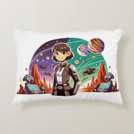 Vrouw in ruimte uniform accent kussen