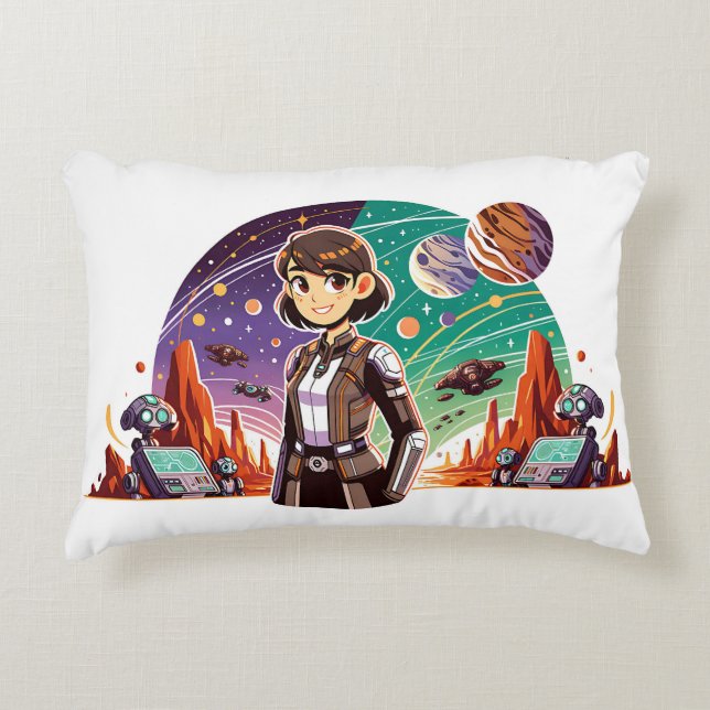 Vrouw in ruimte uniform accent kussen (Voorkant)
