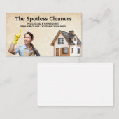 Vrouw in Schort en handschoenen | moderne woning Visitekaartje (Voorkant / Achterkant)