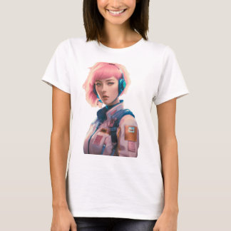Vrouw in sci-fi stijl t-shirt