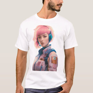 Vrouw in sci-fi stijl t-shirt