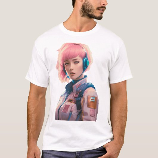 Vrouw in sci-fi stijl t-shirt (Voorkant)