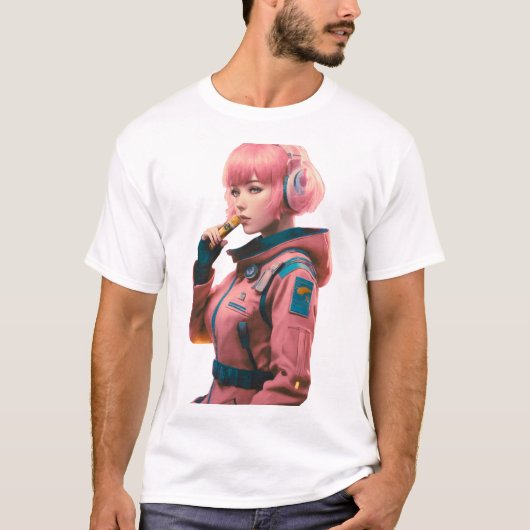 Vrouw in sci-fi stijl t-shirt (Voorkant)
