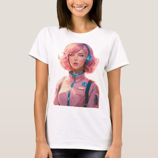Vrouw in sci-fi stijl t-shirt (Voorkant)
