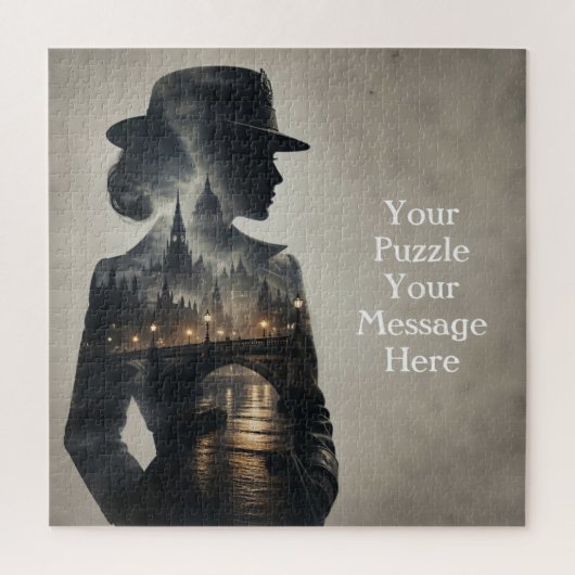 Vrouw in skyline Londen landschap Legpuzzel (Verticaal)