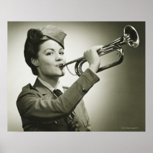 Vrouw in Soldier Uniform Poster