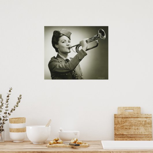 Vrouw in Soldier Uniform Poster (Keuken)