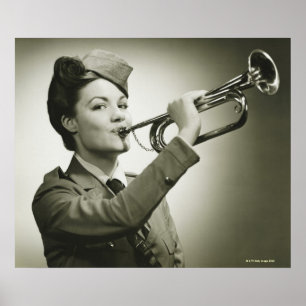 Vrouw in Soldier Uniform Poster