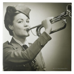 Vrouw in Soldier Uniform Tegeltje