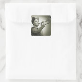 Vrouw in Soldier Uniform Vierkante Sticker (Tas)